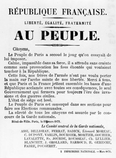 To the People, from French Political posters of the Paris Commune by Unbekannt