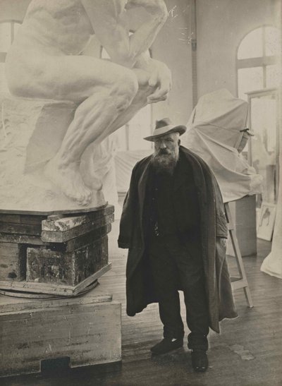 Auguste Rodin in his studio by Unbekannt