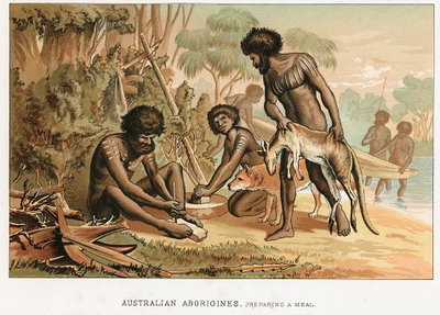 Australian Natives Preparing Meal from an Animal They Have Hunted by Unbekannt