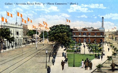 Avenida Saenz Pena and Plaza Casanave, Callao, Peru, c1900s by Unbekannt