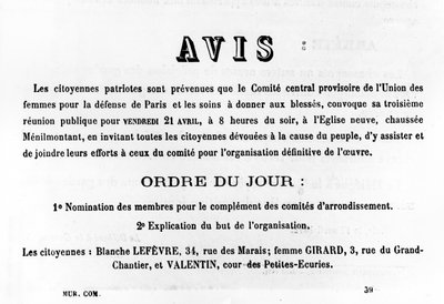 Avis, from French Political posters of the Paris Commune, May 1871 by Unbekannt