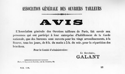 Avis, from French Political posters of the Paris Commune by Unbekannt