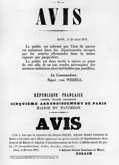 Avise, from French Political Posters of the Paris Commune, May 1871 by Unbekannt