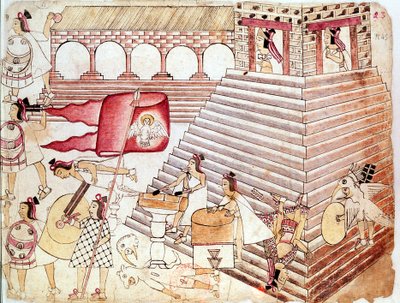Aztec warriors defending the temple of Tenochtitlan, Mexico by Unbekannt