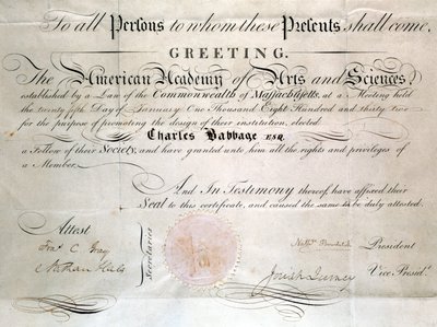 Babbage Diploma from the American Academy of Arts and Sciences by Unbekannt