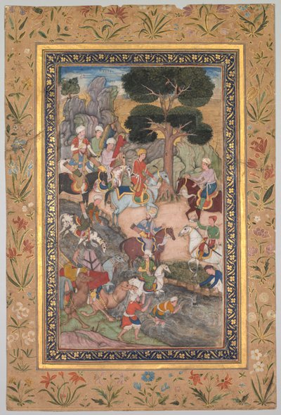Babur meeting with Sultan Ali Mirza at the Kohik River, from a Babur-nama Memoirs of Babur by Unbekannt