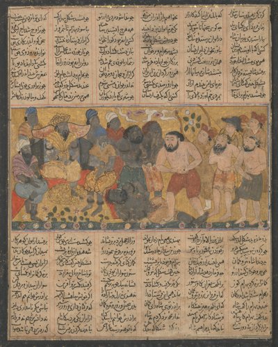 Bahram Gur Exhibiting his Prowess in Wrestling at the Court of Shangul by Unbekannt
