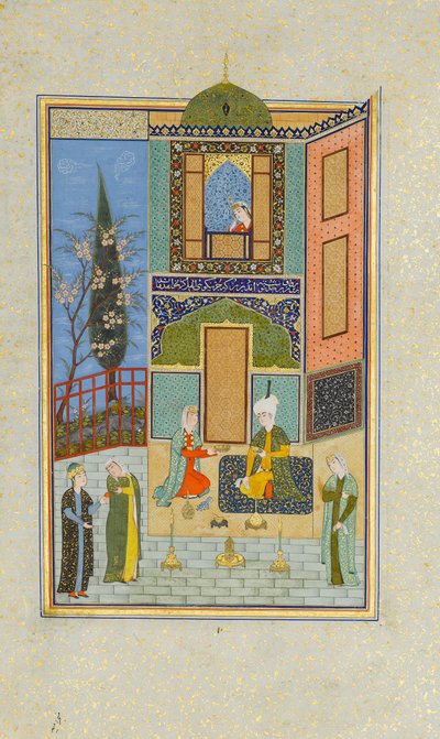 Bahram Gur in the Green Palace on Monday, Folio from a Khamsa Quintet of Nizami by Unbekannt