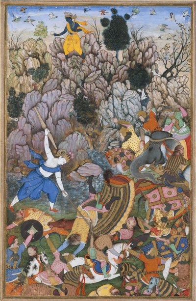 Balarama and Krishna Fighting the Enemy, Folio from a Harivamsa The Legend of Hari by Unbekannt