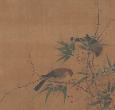 Bamboo Branch with Berries and Birds by Unbekannt