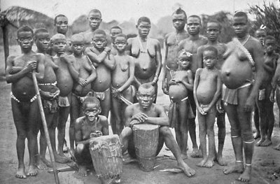Bambute Pygmy Group with Two Walese Women by Unbekannt