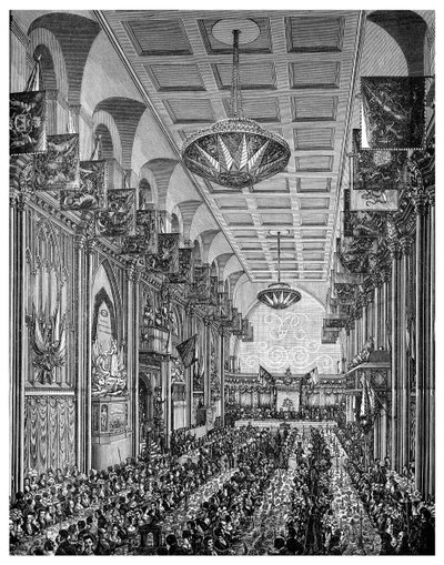 Banquet in the Great Hall for Queen Victoria, Guildhall, City of London by Unbekannt