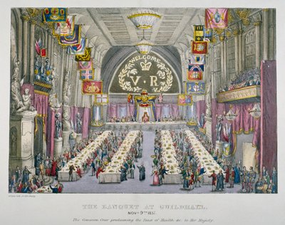 Banquet in the Guildhall in honour of Queen Victoria, City of London, 1837 by Unbekannt