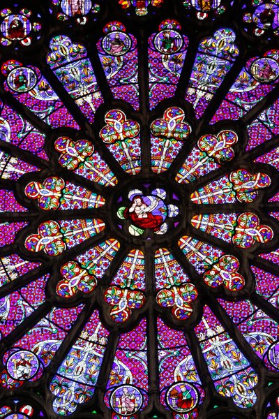 Basilica of St. Denis, North Transept, Stained Glass Window (detail), Rose Window Above the Middle Gate, Saint-Denis, France by Unbekannt