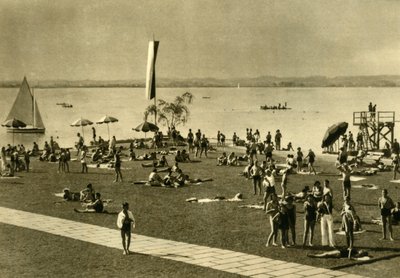 Bathers on the Shores of Lake Constance, Bregenz, Austria, c1935 by Unbekannt