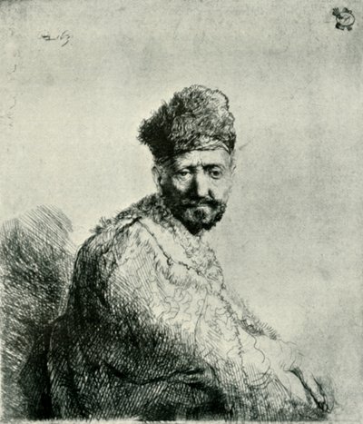 Bearded man in a furred oriental cap and robe: the artist