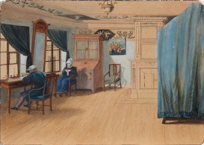 Bedroom Interior. Count Yegor Frantsevich Kankrin at His Desk by Unbekannt