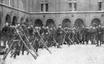 Belgian soldiers of the 9th Mixed Brigade, Battle of Liege, Belgium by Unbekannt
