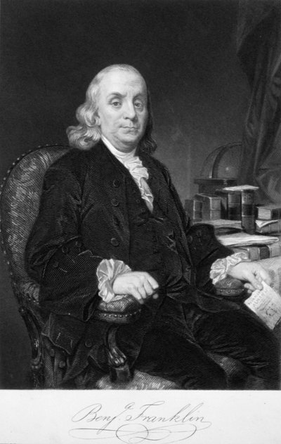 Benjamin Franklin, American scientist, inventor and statesman by Unbekannt