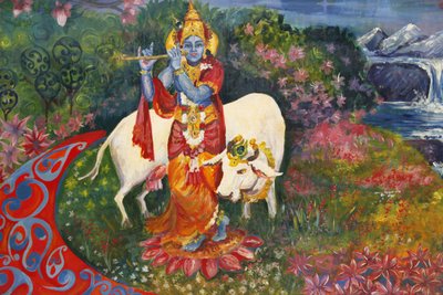 Bhaktivedanta Manor: Painting Depicting Krishna and a Cow, Watford, Great Britain by Unbekannt