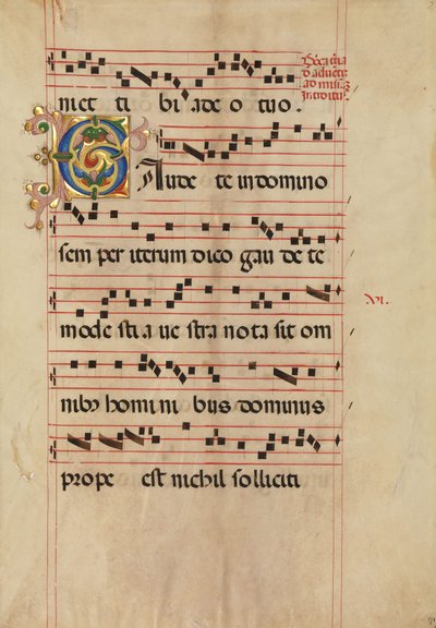 Bifolium with Foliated Initial C, from a Gradual, Italian, Second Half 15th Century by Unbekannt