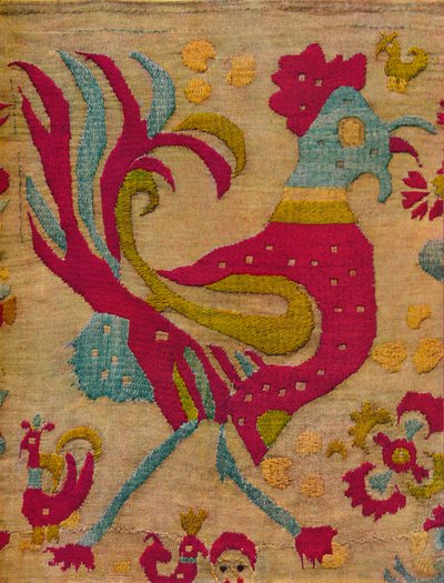 Bird Motif Cock from an embroidered valance of Ionian Islands, c.1640 by Unbekannt