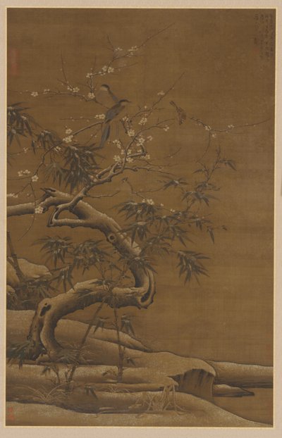 Birds, Plum Blossoms, and Bamboo in Winter, 16th century by Unbekannt
