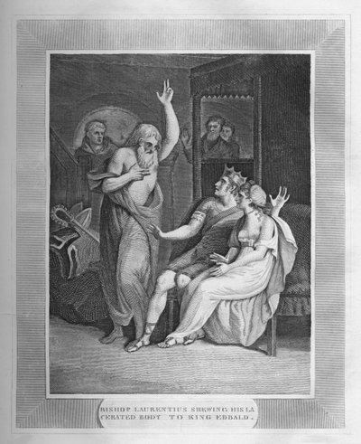 Bishop Laurentius Showing His Cerated Body To King Edbald by Unbekannt
