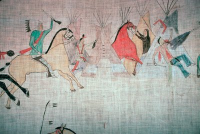 Blackfoot Native American Tepee Lining Showing an Attack on a Camp by Unbekannt