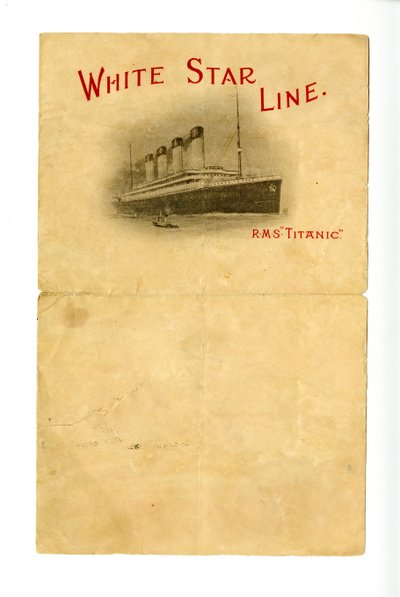 Blank R.M.S Titanic stationery, ca. 1912 by Unbekannt