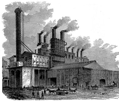 Blast furnaces at the Phoenix Iron and Bridge Works, Phoenixville, Pennsylvania, USA by Unbekannt