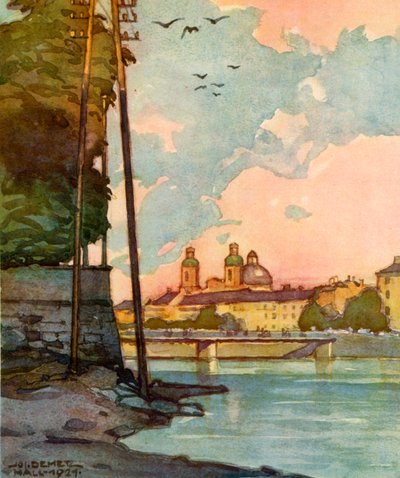 View of the Inn Bridge, Overlooking the River Inn, c1929 by Unbekannt