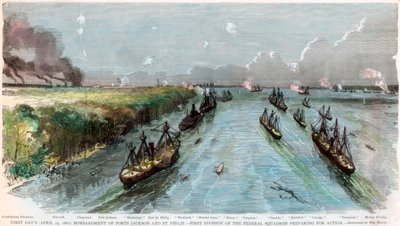 Bombardment of Forts Jackson and St Philip, Louisiana, American Civil War, April 1862 by Unbekannt