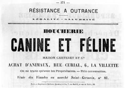 Boucherie Canine et Feline, from French Political posters of the Paris Commune, May 1871 by Unbekannt