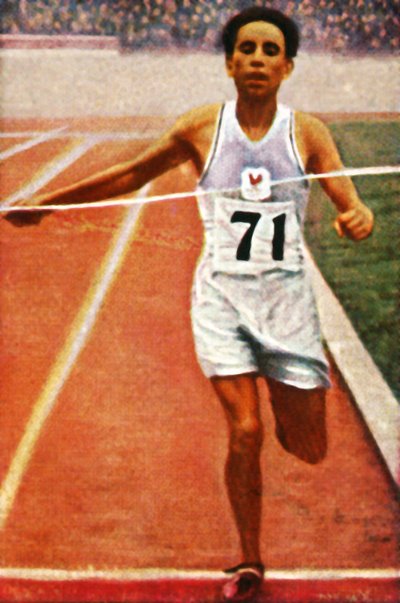 Boughera El Ouafi winning the marathon for France by Unbekannt