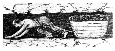 Boy putter dragging a sledge of coal along a narrow seam, South Wales, 1848 by Unbekannt