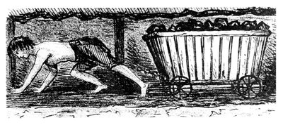 Boy Putter Drawing a Truck Containing Coal Along a 24 Inch High Seam, Halifax, Yorkshire, 1848 by Unbekannt