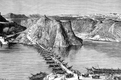 Bridge of Boats over the Indus at Khushalgarh, Pakistan by Unbekannt