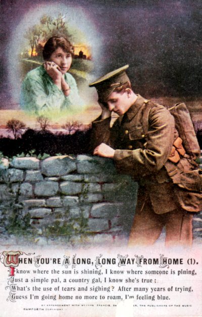 British soldier dreaming of his country sweetheart at home, World War I, 1914-1918 by Unbekannt