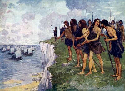 Britons awaiting the imminent arrival of Viking ships, c16th century by Unbekannt