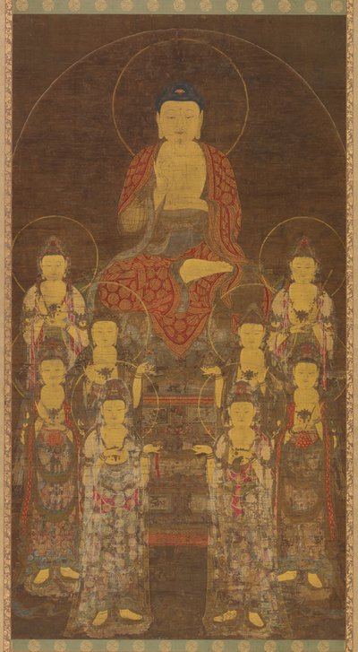 Buddha Amitabha Amita and the Eight Great Bodhisattvas, Late Goryeo period, mid-late 14th century by Unbekannt