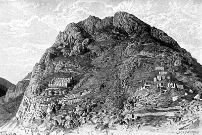 Buildings of the Incas on the Cerro De Las Carceles at Ollantaytambo, Peru, 1895 by Unbekannt