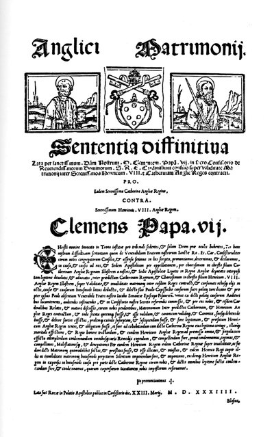 Bull of Pope Clement VII Against Henry VIII