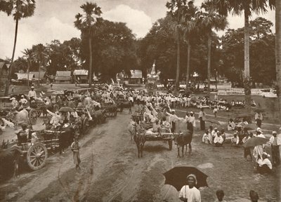 Burmese Funeral - Procession of Carts with Offerings by Unbekannt