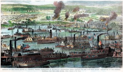 Burning of the White House, Virginia, American Civil War, 26 June 1862 by Unbekannt