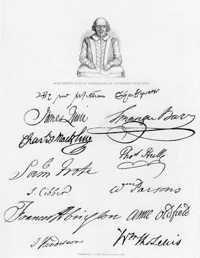 Bust of Shakespeare and Signatures of Celebrated Actors by Unbekannt