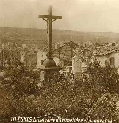 Calvary at the cemetery of Esnes, northern France, c1914-c1918 by Unbekannt