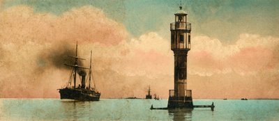 Canal of Suez - The bitter lakes, The north light-house by Unbekannt