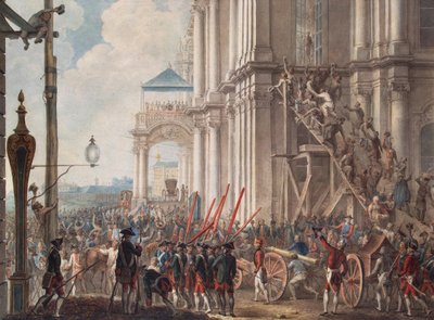 Catherine II on the Balcony of the Winter Palace, Greeted by the Guards on the Day of the Palace Revolution on June 28, 1762, Late 18th Century by Unbekannt