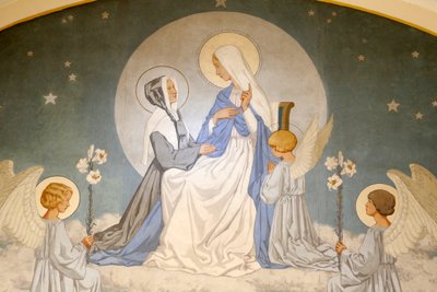 Catherine Laboure and Virgin Mary. Fresco. Chapel of Our Lady of the Miraculous Medal, Paris by Unbekannt